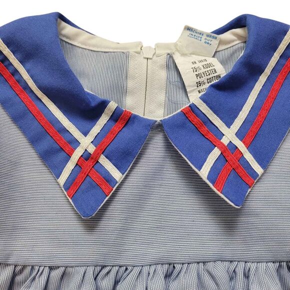 Vintage Girls Size 18 Months Precious Togs Dress Red White and Blue Summer - Picture 2 of 6